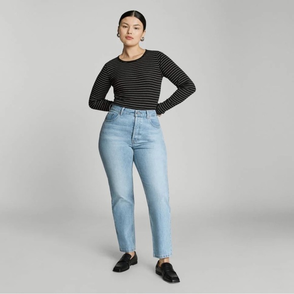 Everlane Sky Blue The Curvy 90s Cheeky Straight Jean High-Rise Cute Jeans - Picture 2 of 12